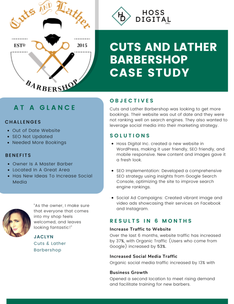 Hoss Digital Inc. Case Studies - Cuts & Lather Barbershop